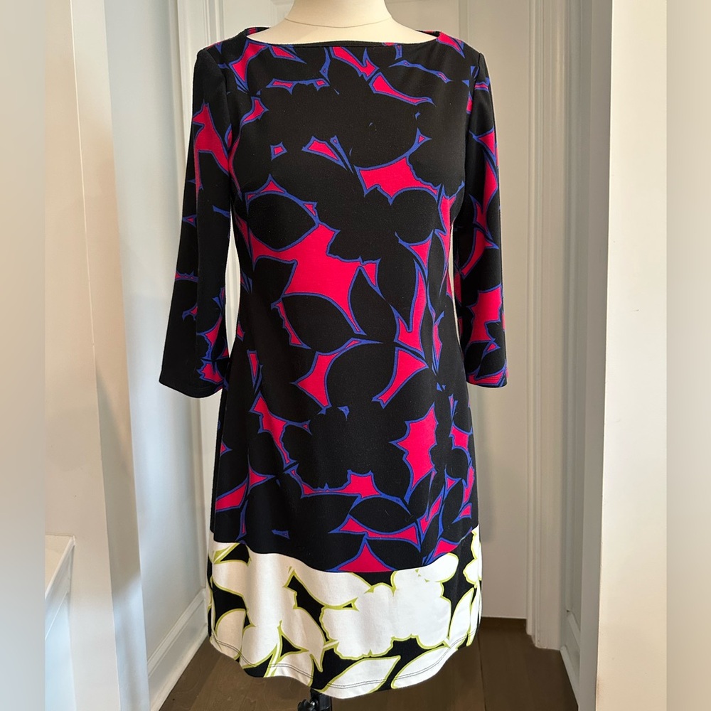 London Times Multicolor Floral Shift Dress, Size 8